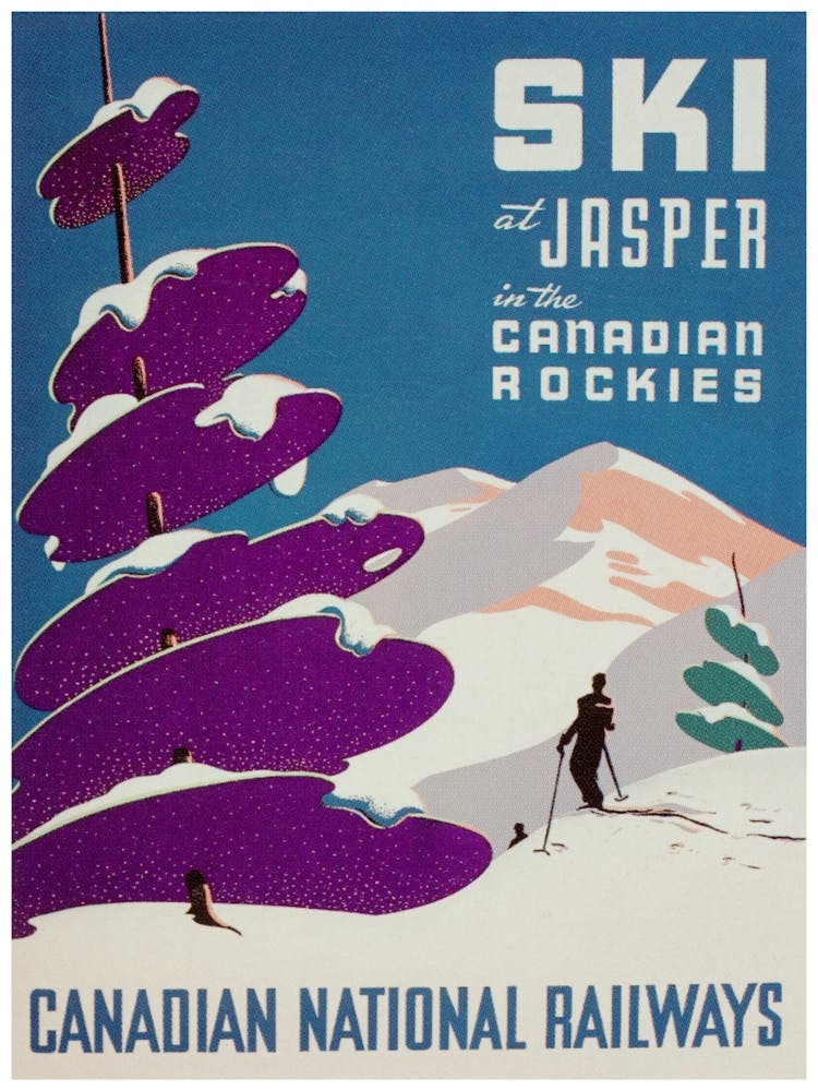 Ski At Jasper Canada Vintage Ski Poster