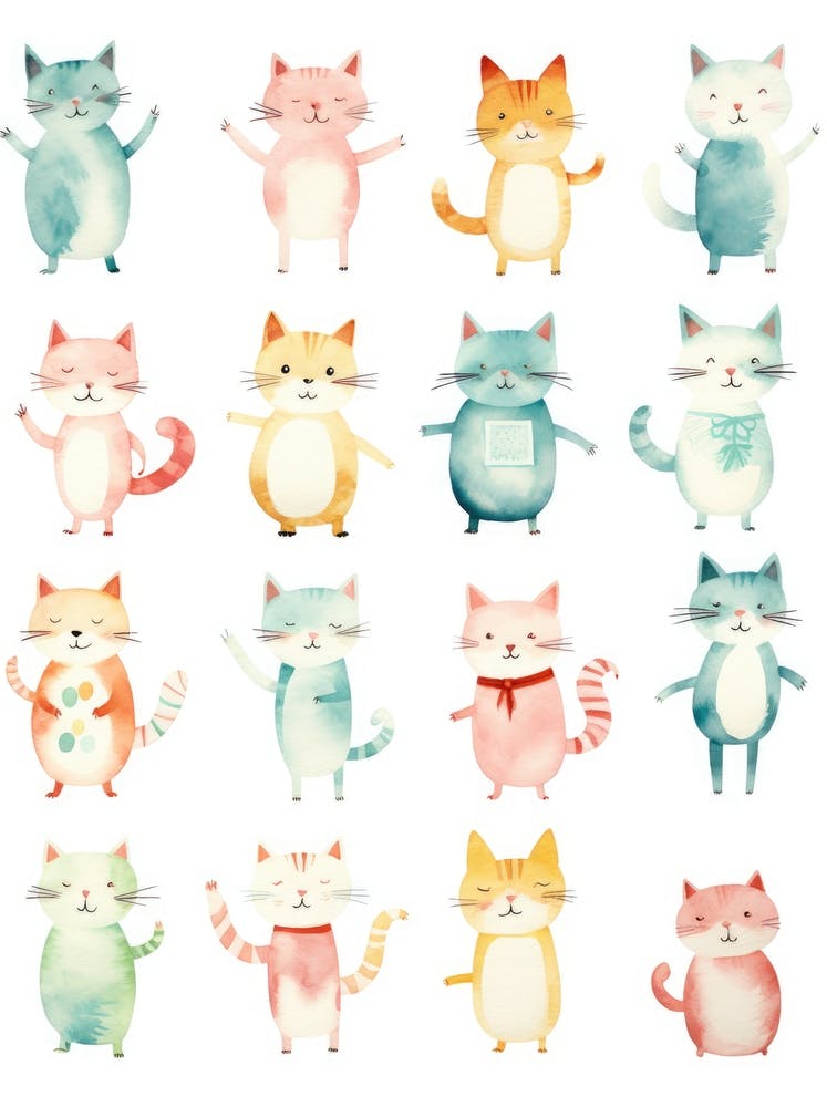 Watercolor Cats 2