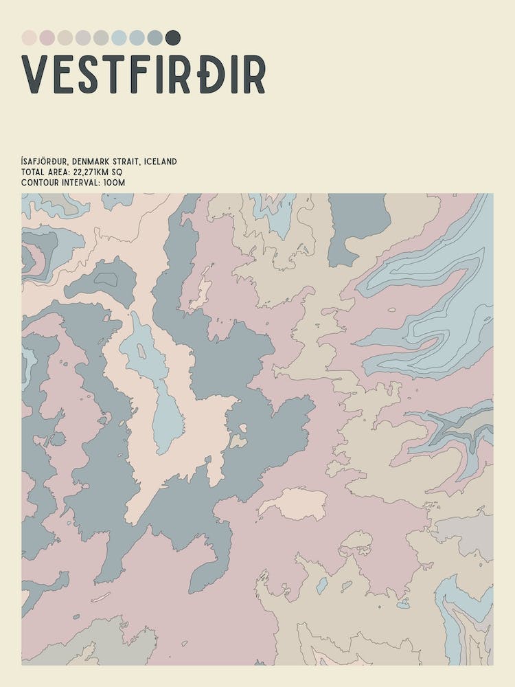 Westfjords Iceland Topographic Contour Map