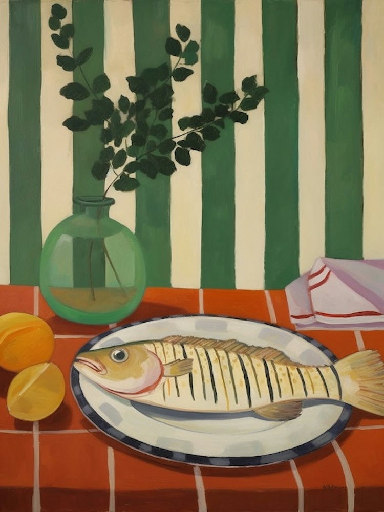 Flétan Peinture de Nature Morte Italienne