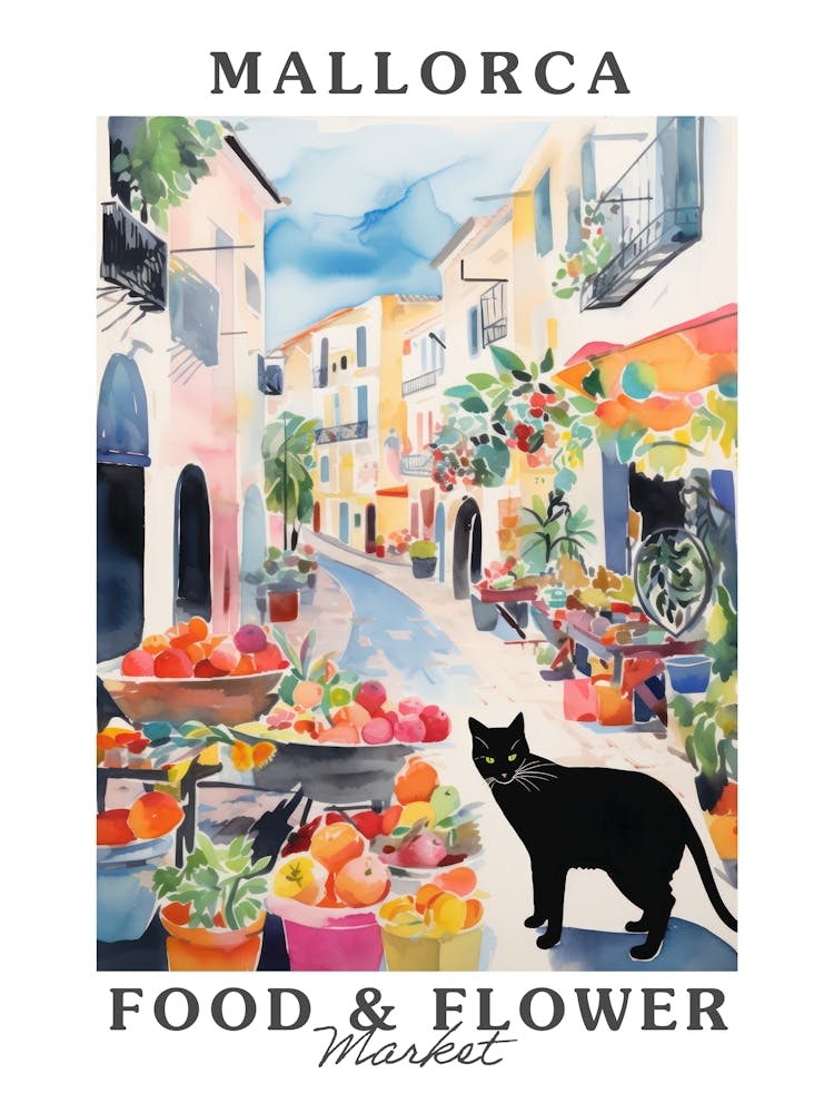Food Market With Cats In Mallorca 4 Poster