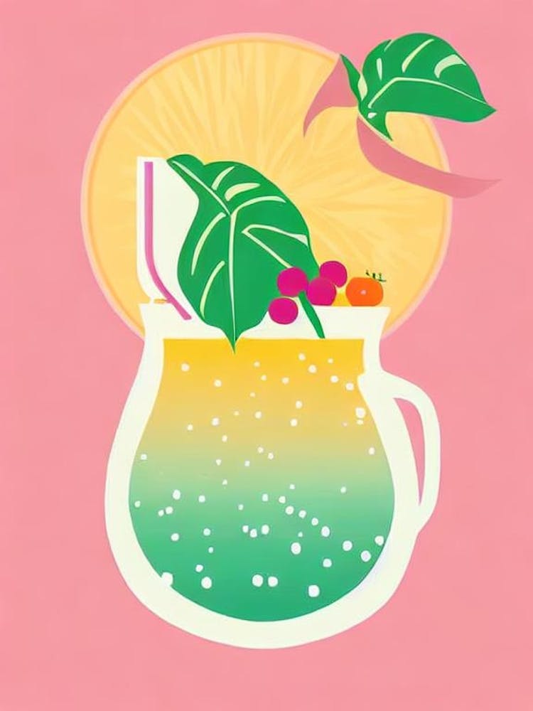 Jungle Juice Retro Pink Cocktail Poster