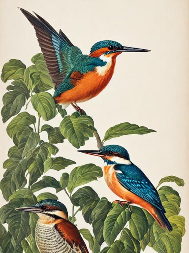 Kingfisher 2 James Audubon Vintage Style Bird
