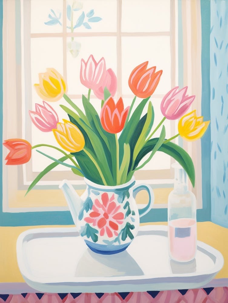 A Vase With Tulip, Flower Bouquet 1