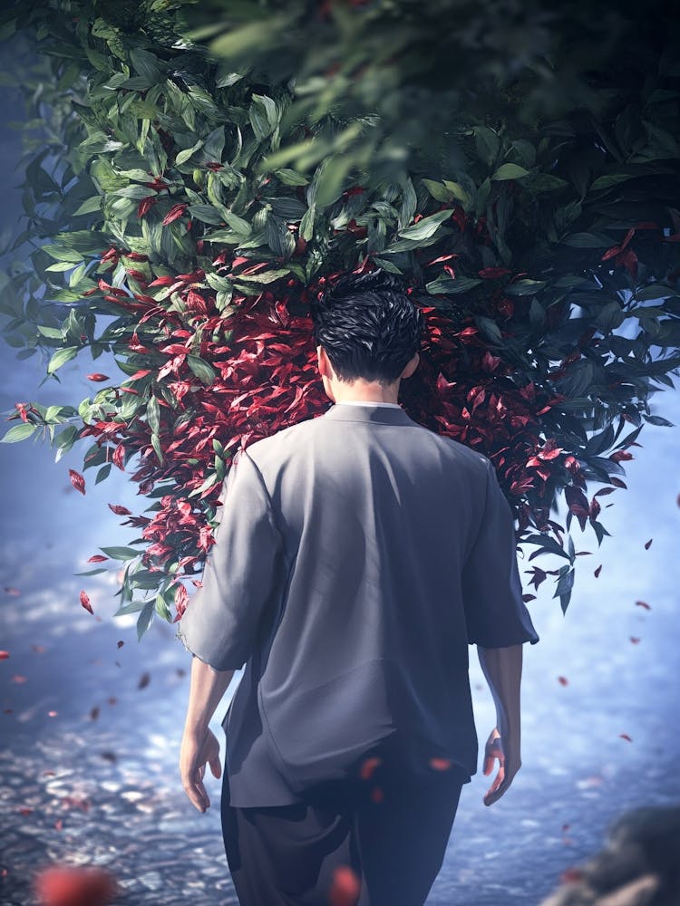 Man Walking Through A Forest 1