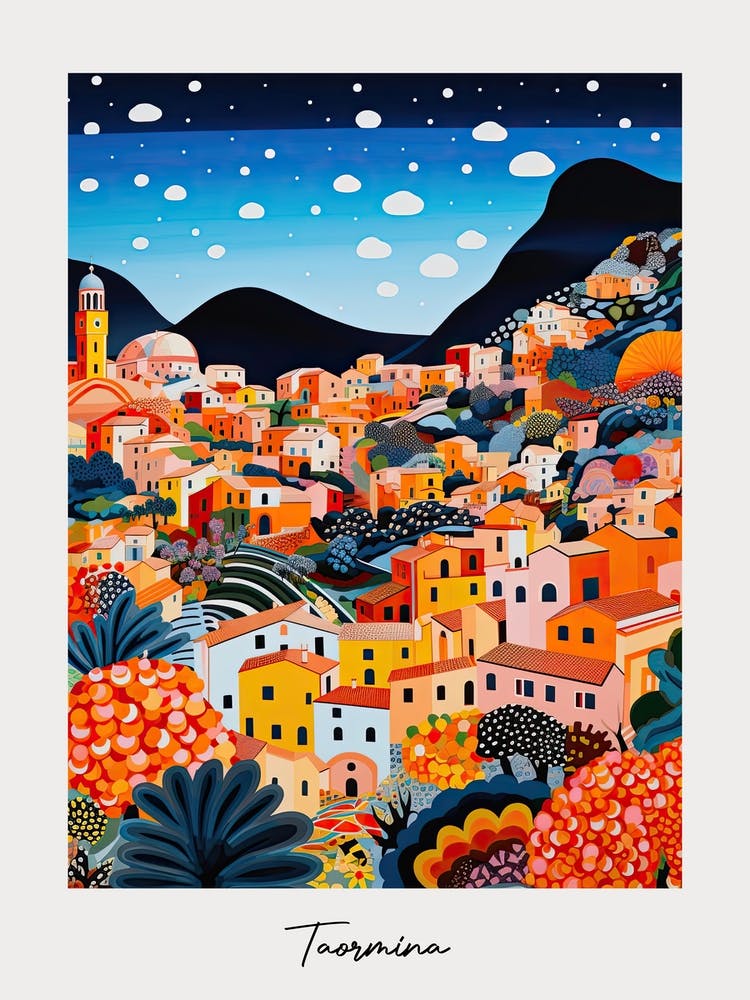 Poster Of Taormina, Italy, Illustration In The Style Of Pop Art 3