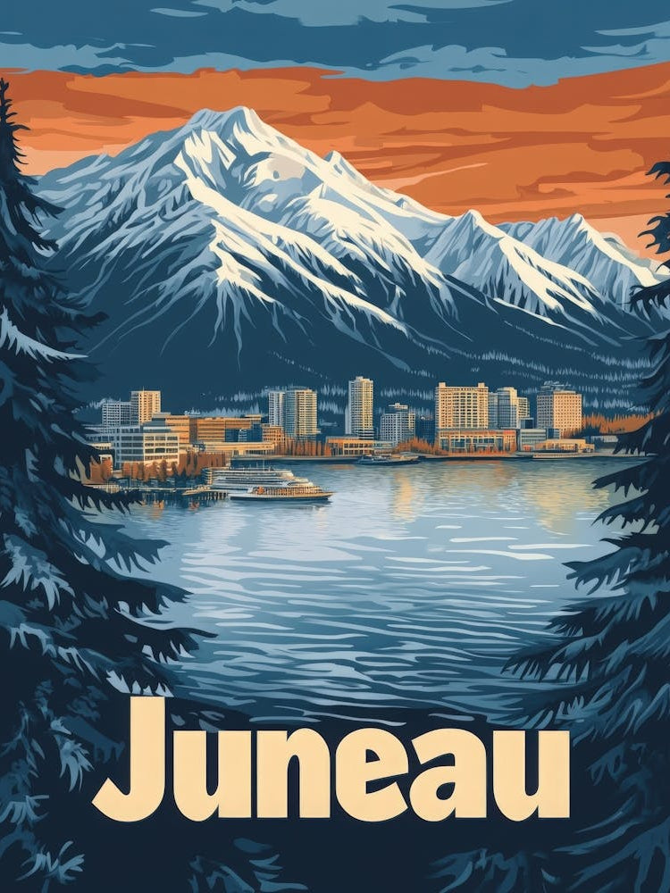 Aihrgdesign A Vintage Travel Poster Of Juneau Featuring The S Dc5552d8 55aa 4acd B57c 7365199915bf 2