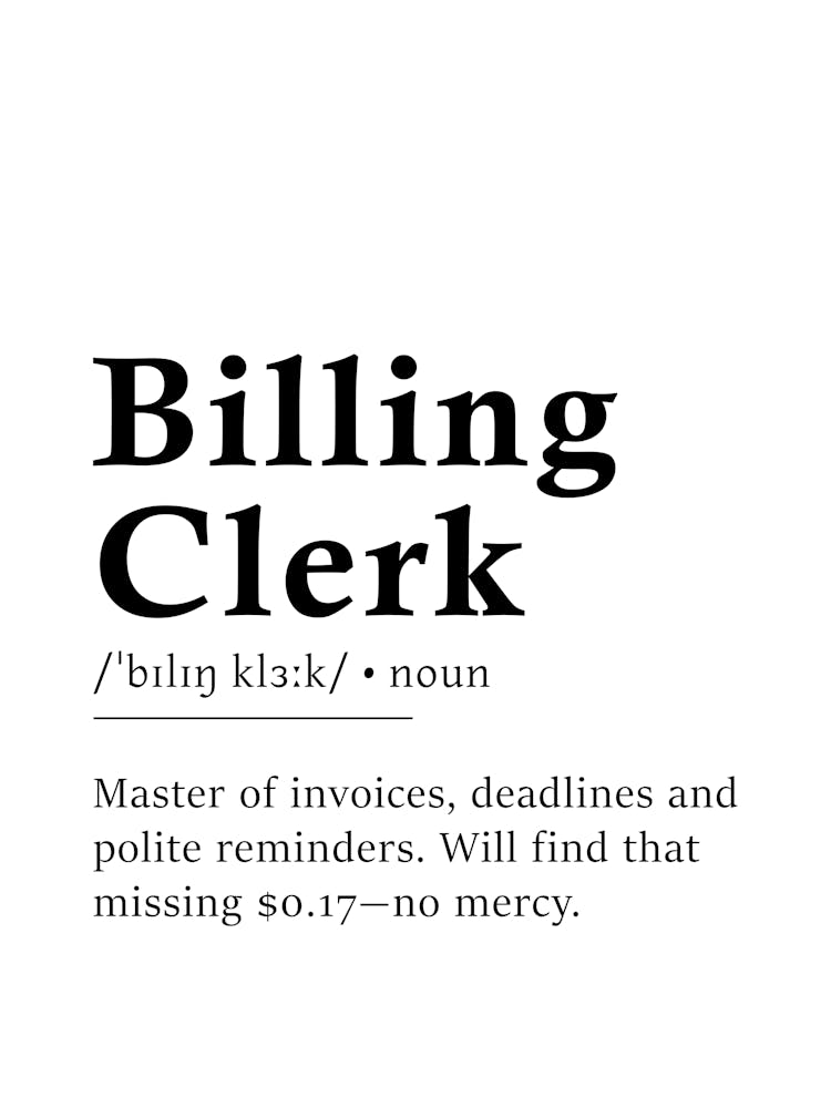 Billing Clerk Definition Poster - Dictionary
