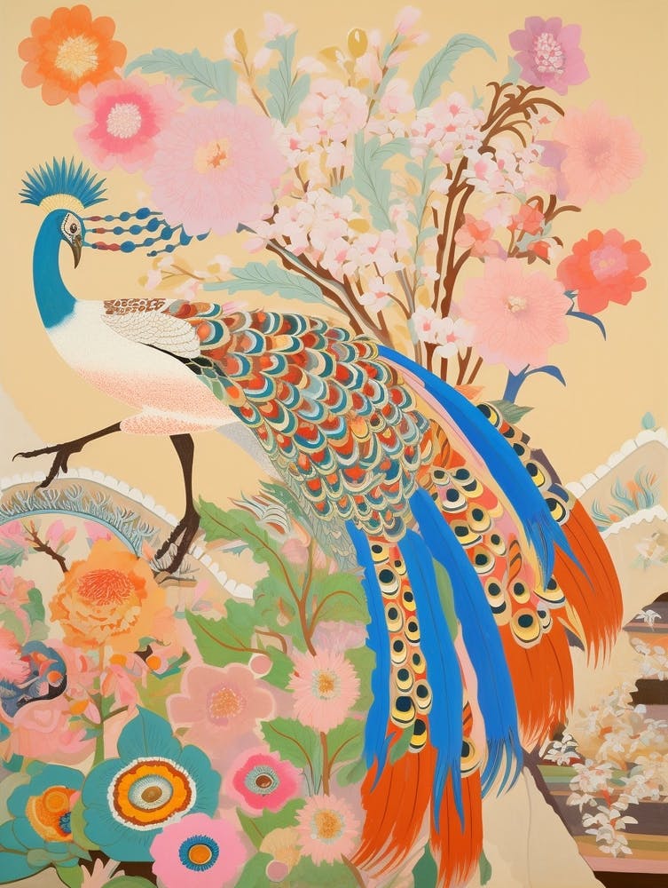Maximalist Bird Painting Peacock 3