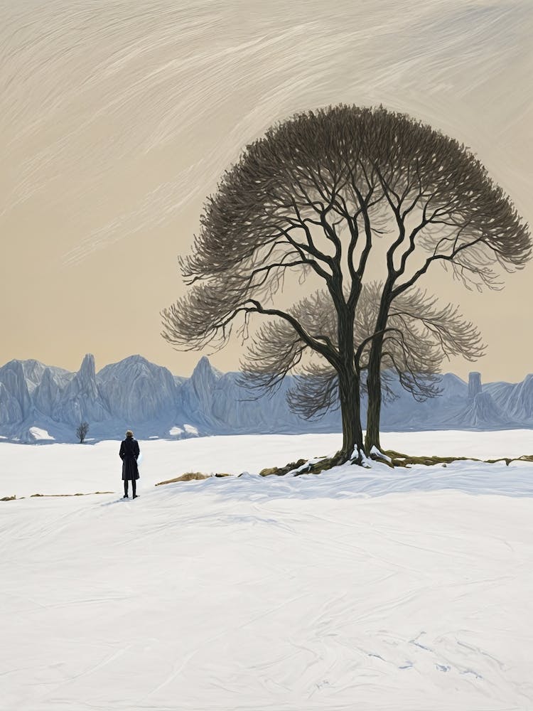 Lone Tree Snow Silhouette