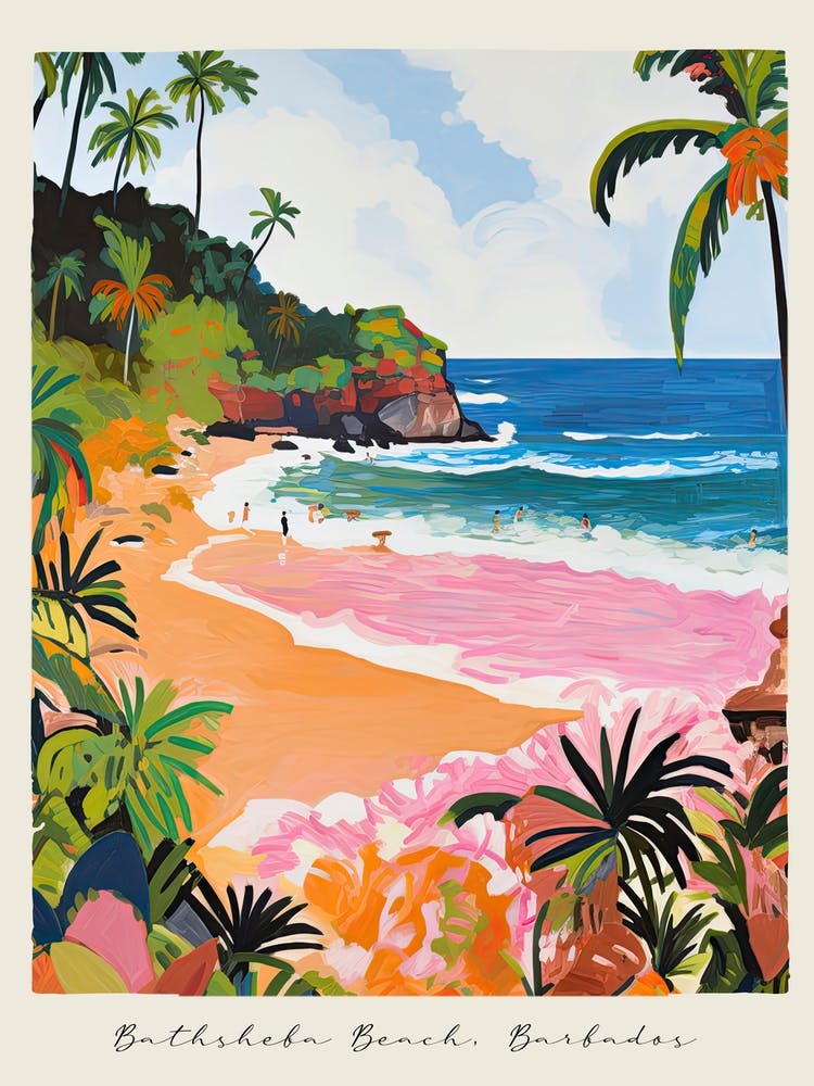 Poster Of Bathsheba Beach Barbados, Matisse And Rousseau Style 3