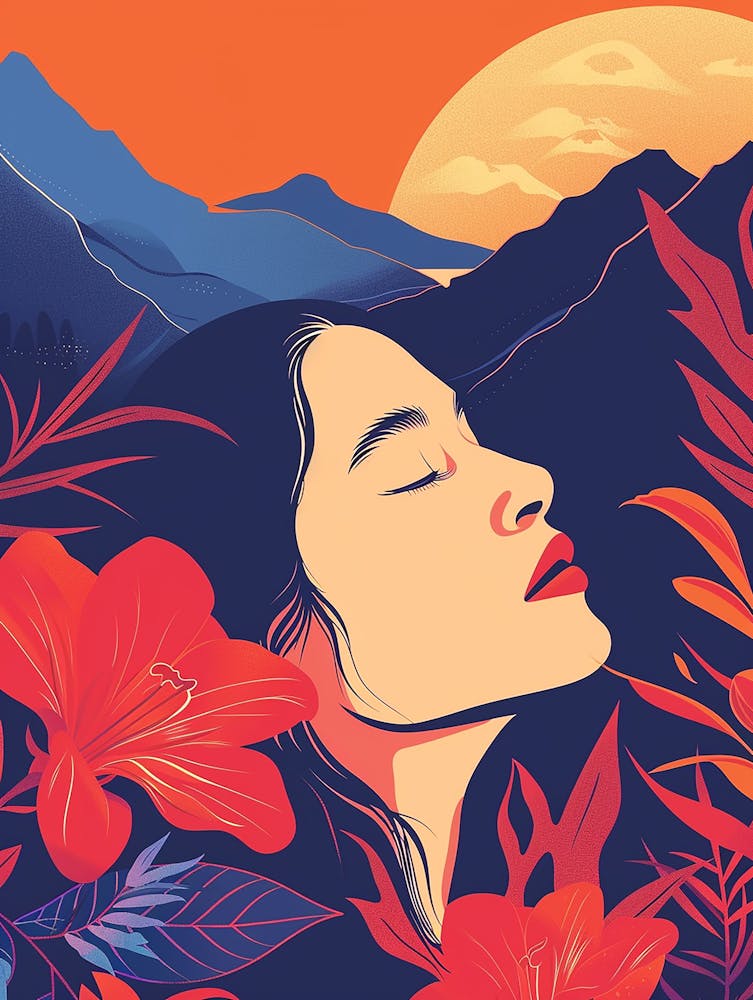 Asian Girl With Flowers 2