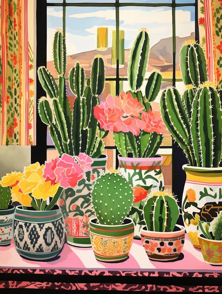 Cactus Painting Maximalist Still Life Notocactus 1
