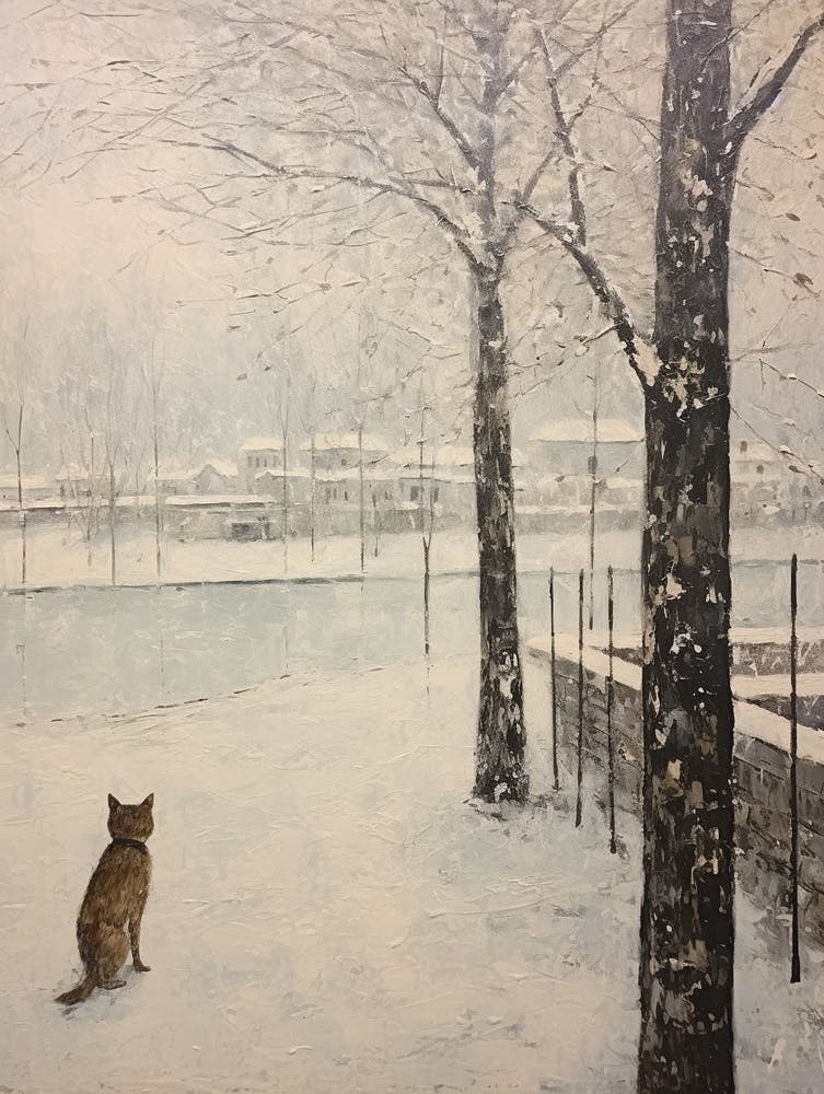 Vintage Winter Animal Painting Fox 1