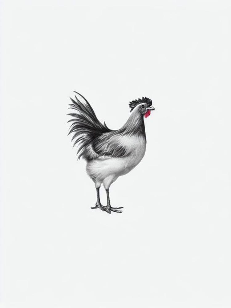 Chicken B&W Pencil Drawing 5 Bird