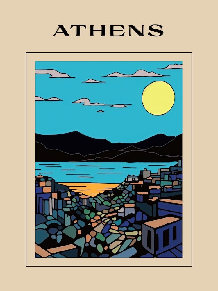 Minimal Design Style Of Athens, Greece 1 Poster