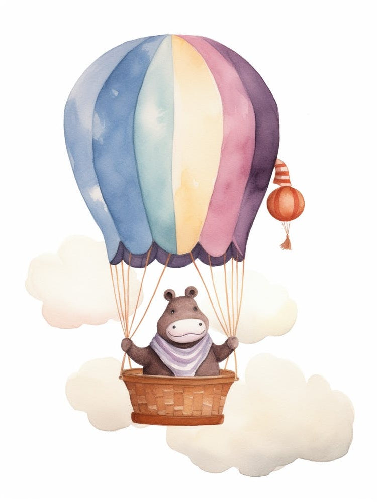 Baby Hippo 1 In A Hot Air Balloon