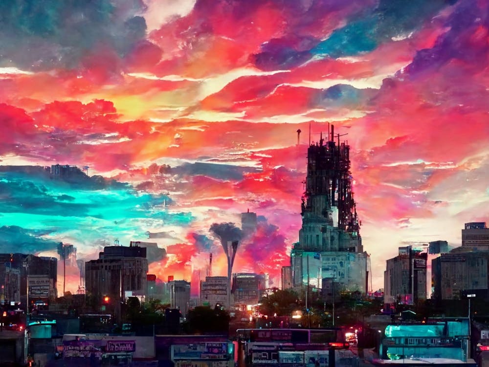Sunset Over A City