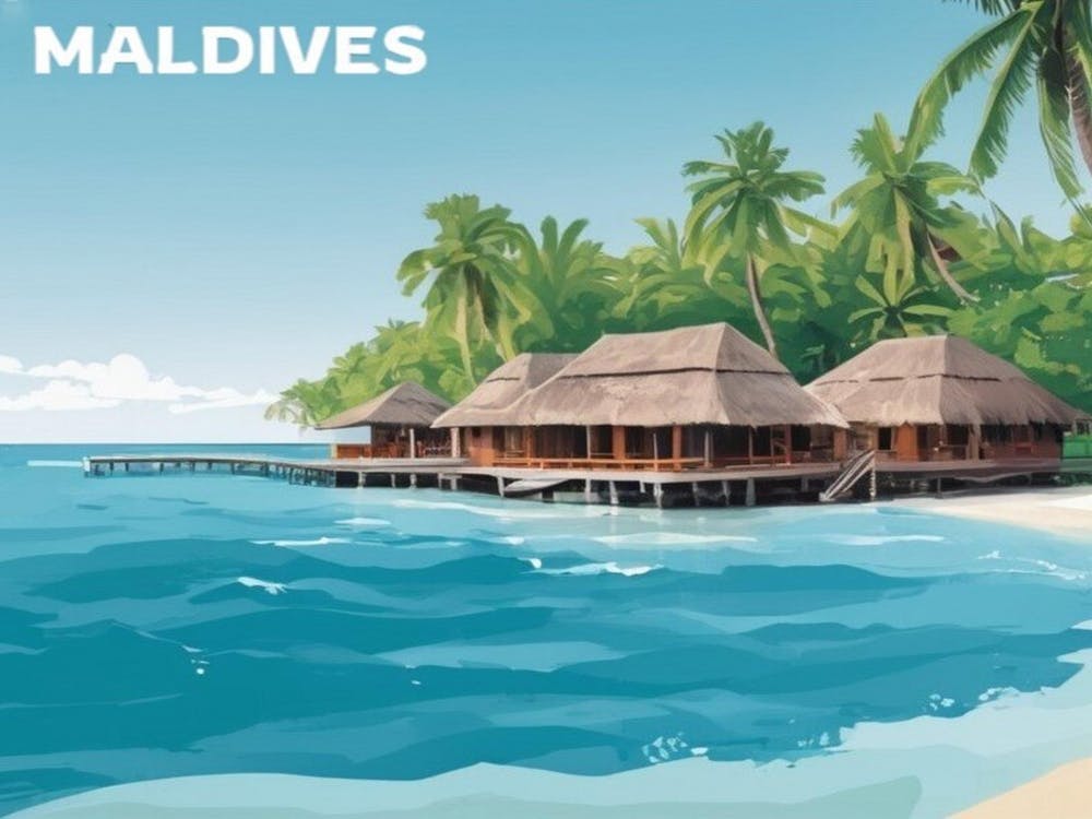 Maldives Travel Poster wallart print