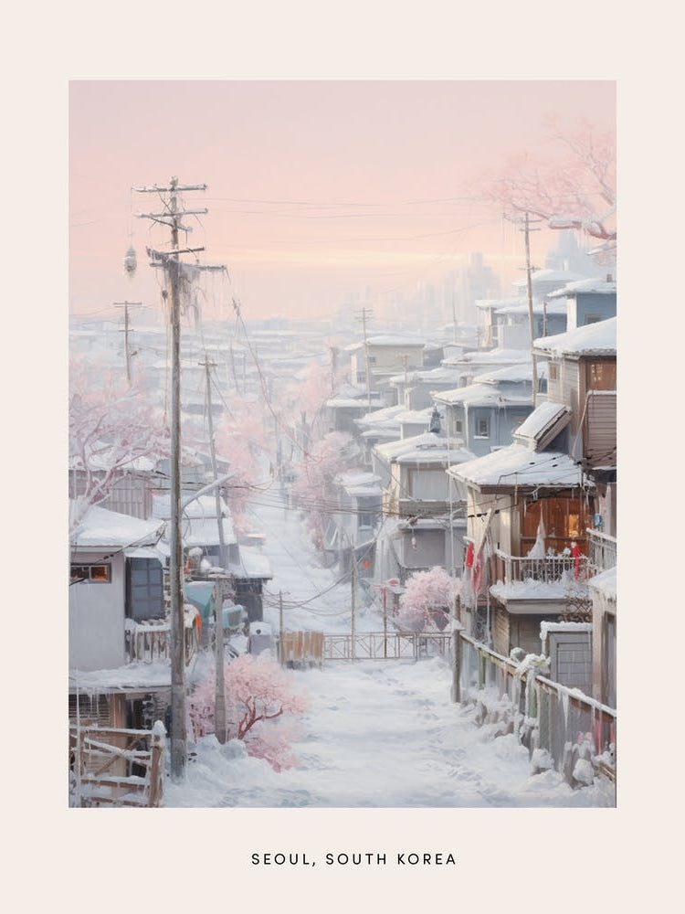 Dreamy Winter Painting Poster Seoul South Korea 2
