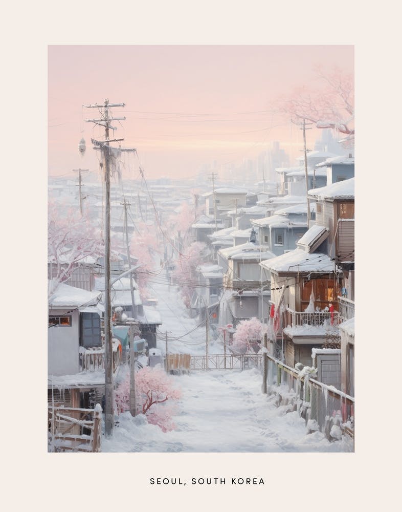 Dreamy Winter Painting Poster Seoul South Korea 2