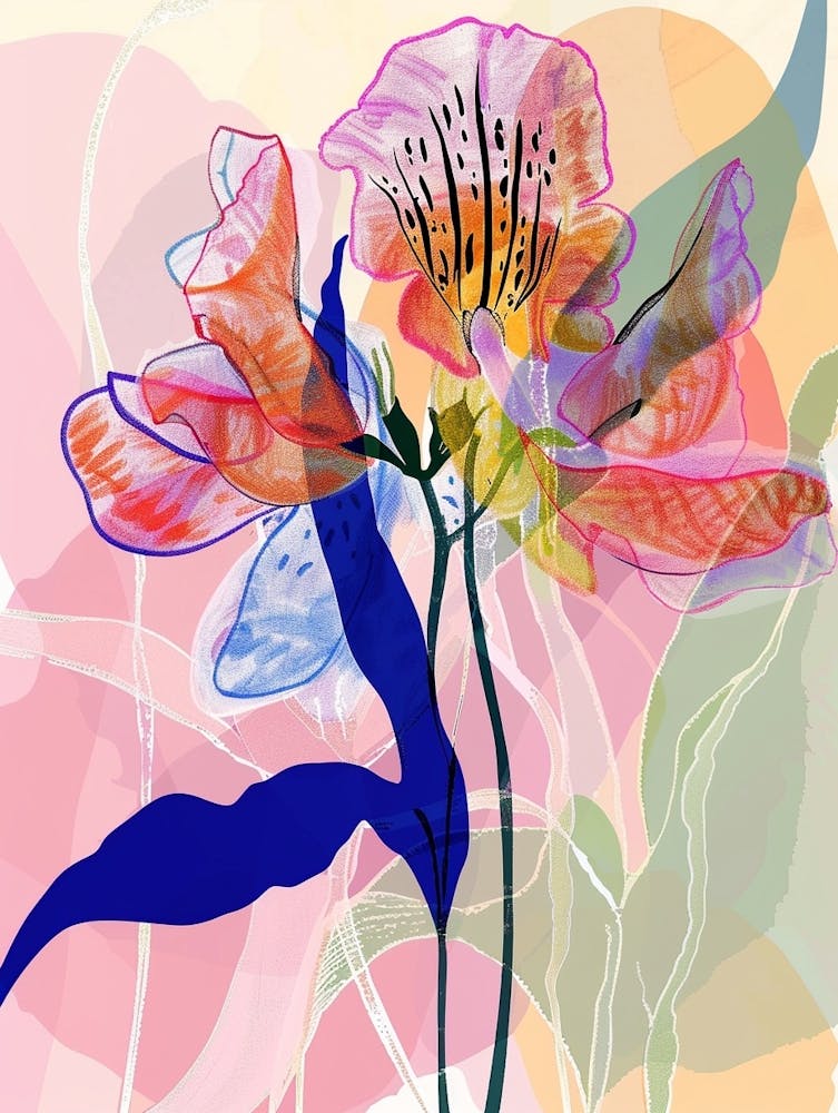 Colourful Flower Illustration Sweet Pea 1