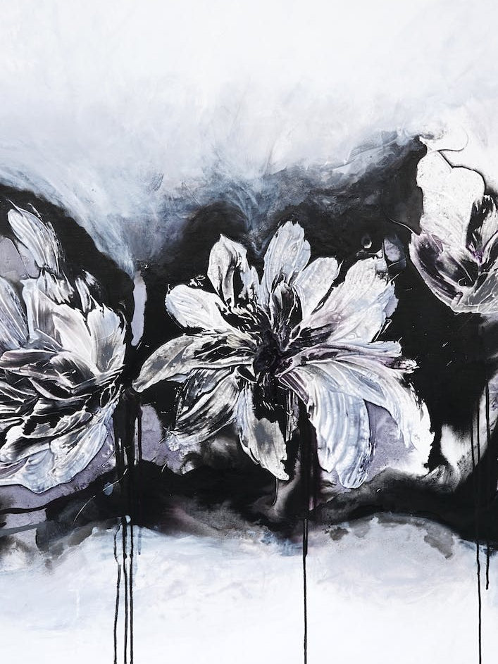 White And Black Flowers 2 Painting