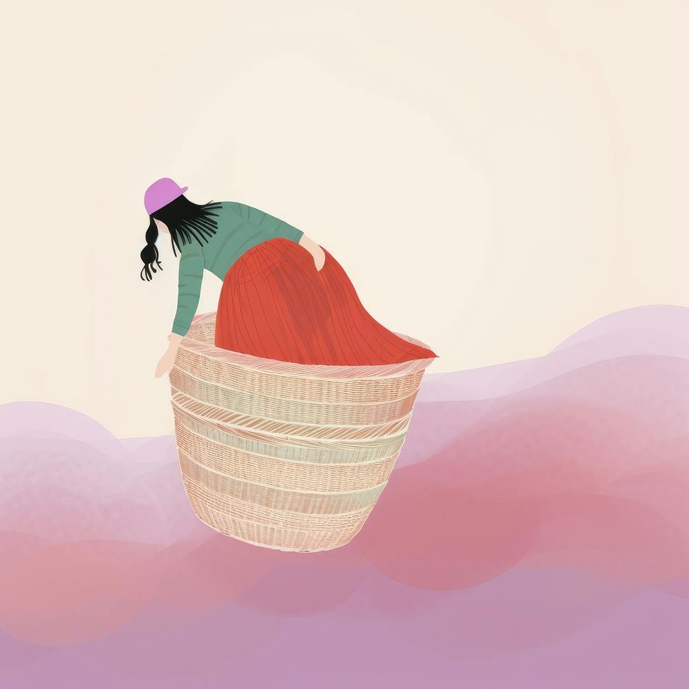 Femme dans un Panier