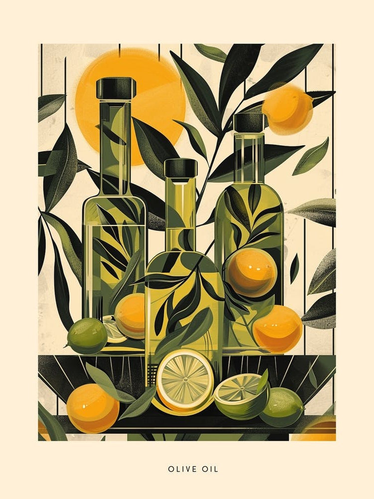 Olive Oil Art Deco Poster