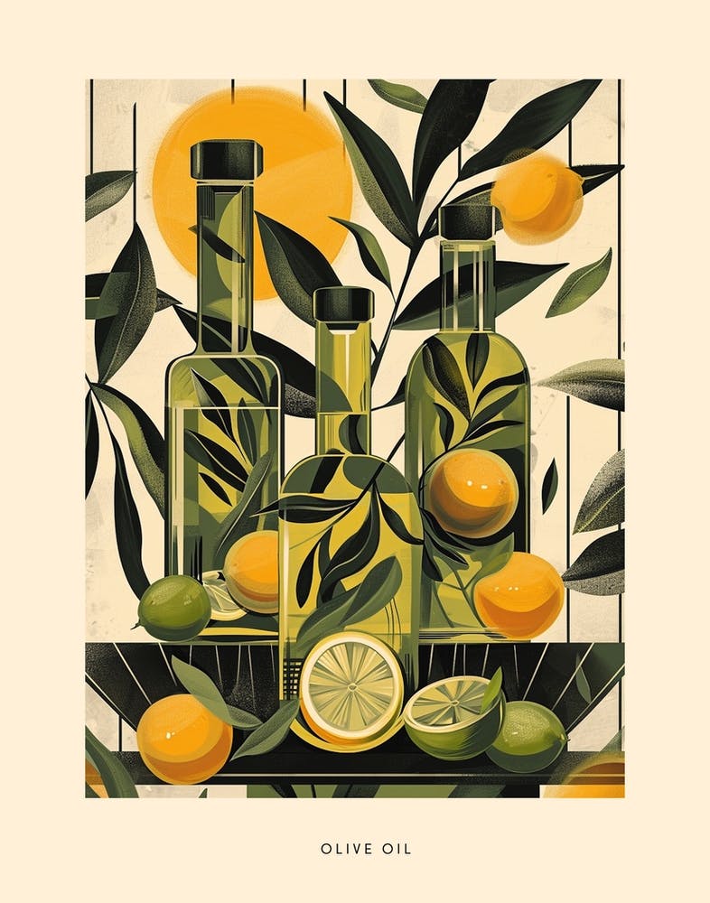 Olive Oil Art Deco Poster