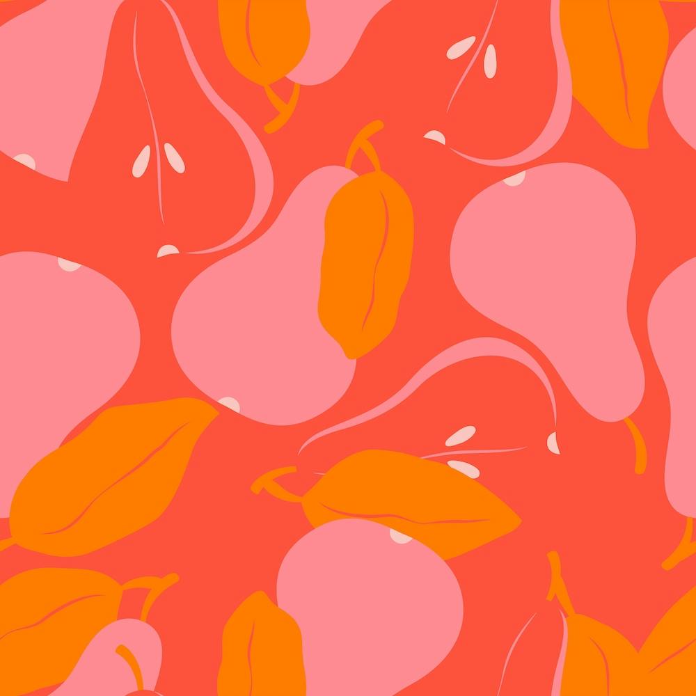 Pattern With Bright Pink Pears Square
