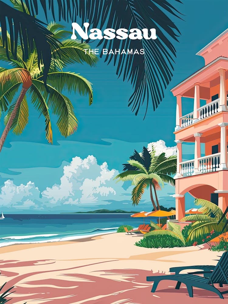 Nassau The Bahamas Vacation Travel Art Illustration