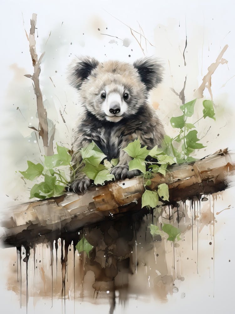 Koala, Japanese Brush Painting, Ukiyo E, Minimal 2