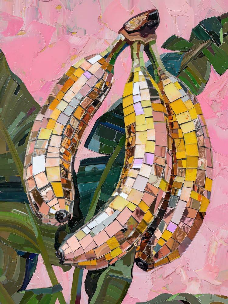 Disco Ball Bananas Mosaic Painting Kitchen