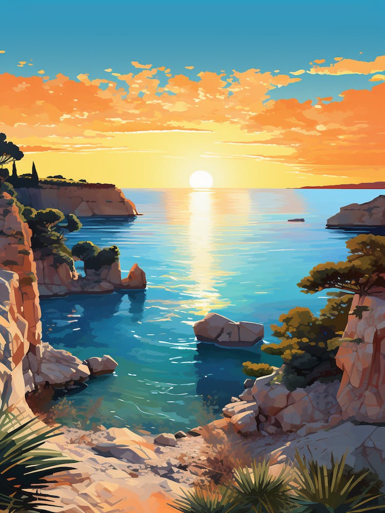 A Painting Of Cala Macarella Beach Menorca Spain 1