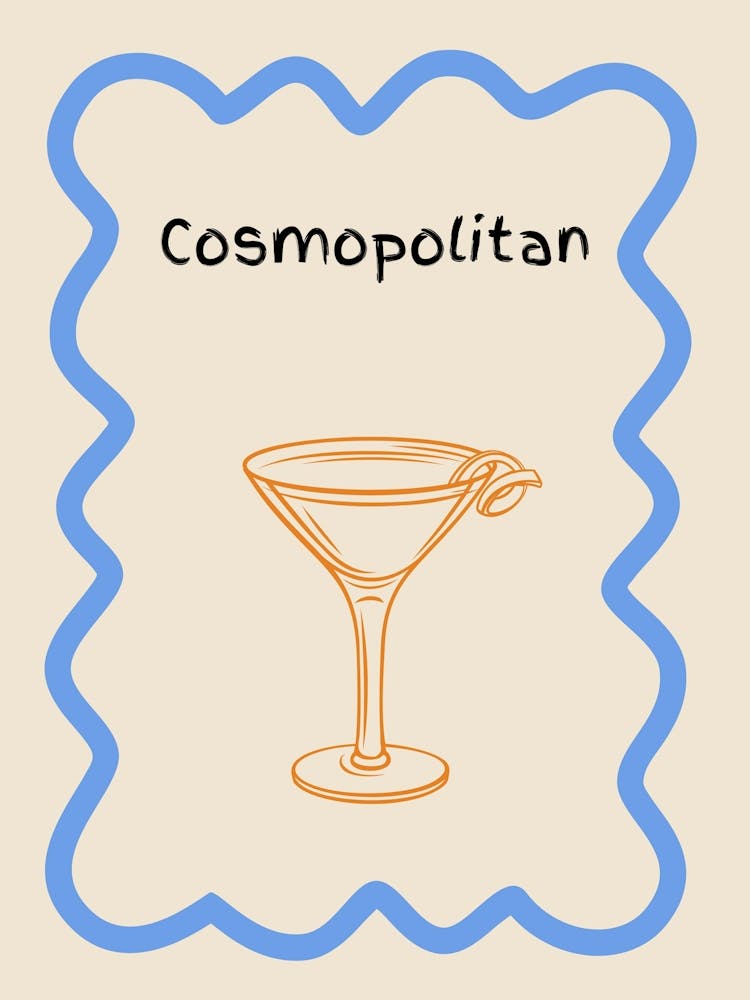 Cosmopolitan Doodle Poster Blue & Orange