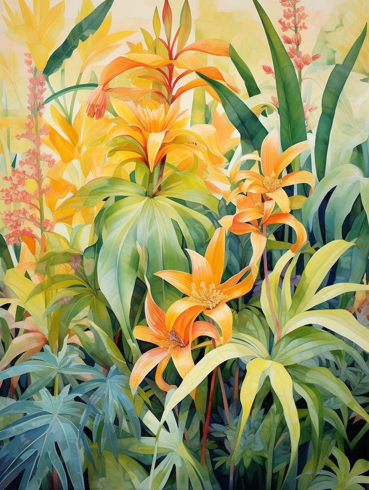 Tropische Pflanzenmalerei: Dracaena Lemon Lime Pflanze 3