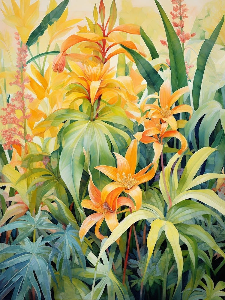 Tropical Plant Painting Dracaena Lemon Lime Plant 3