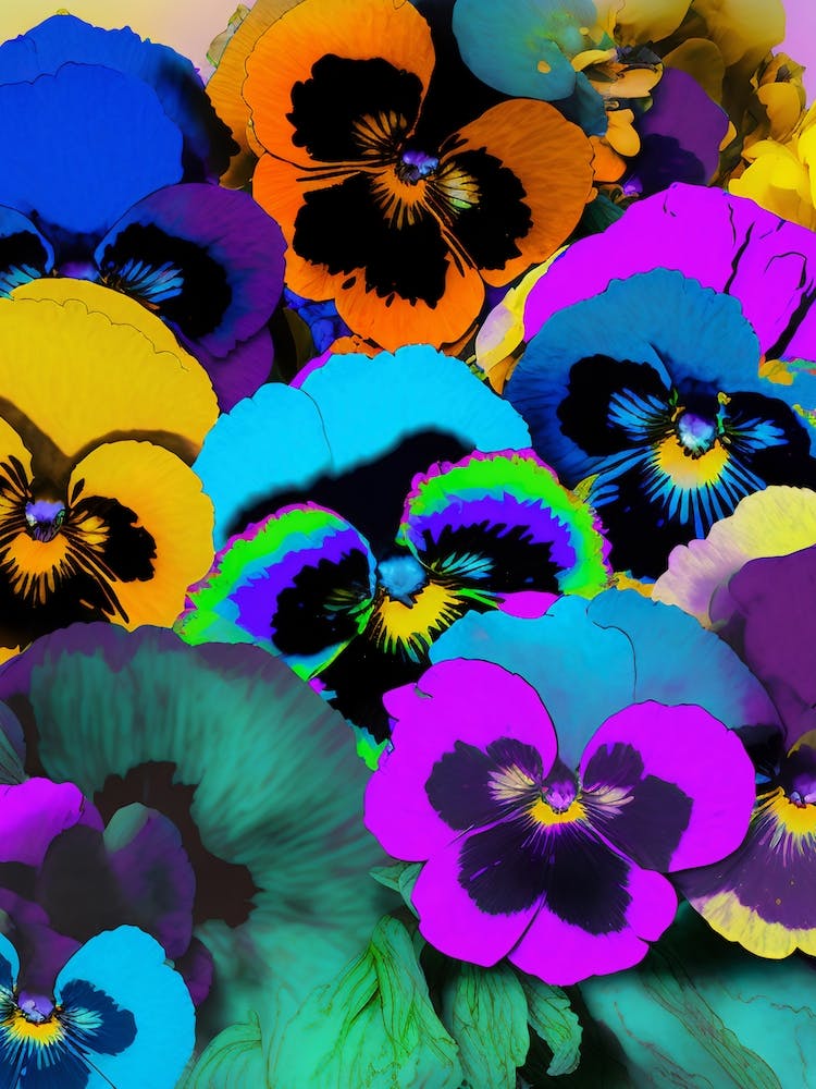 Pansies Pop Art Andy Warhol Style 2