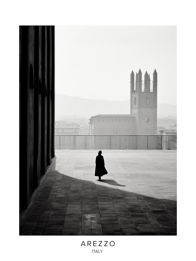 Poster Of Arezzo, Italy, Black And White Analogue Photography 3
