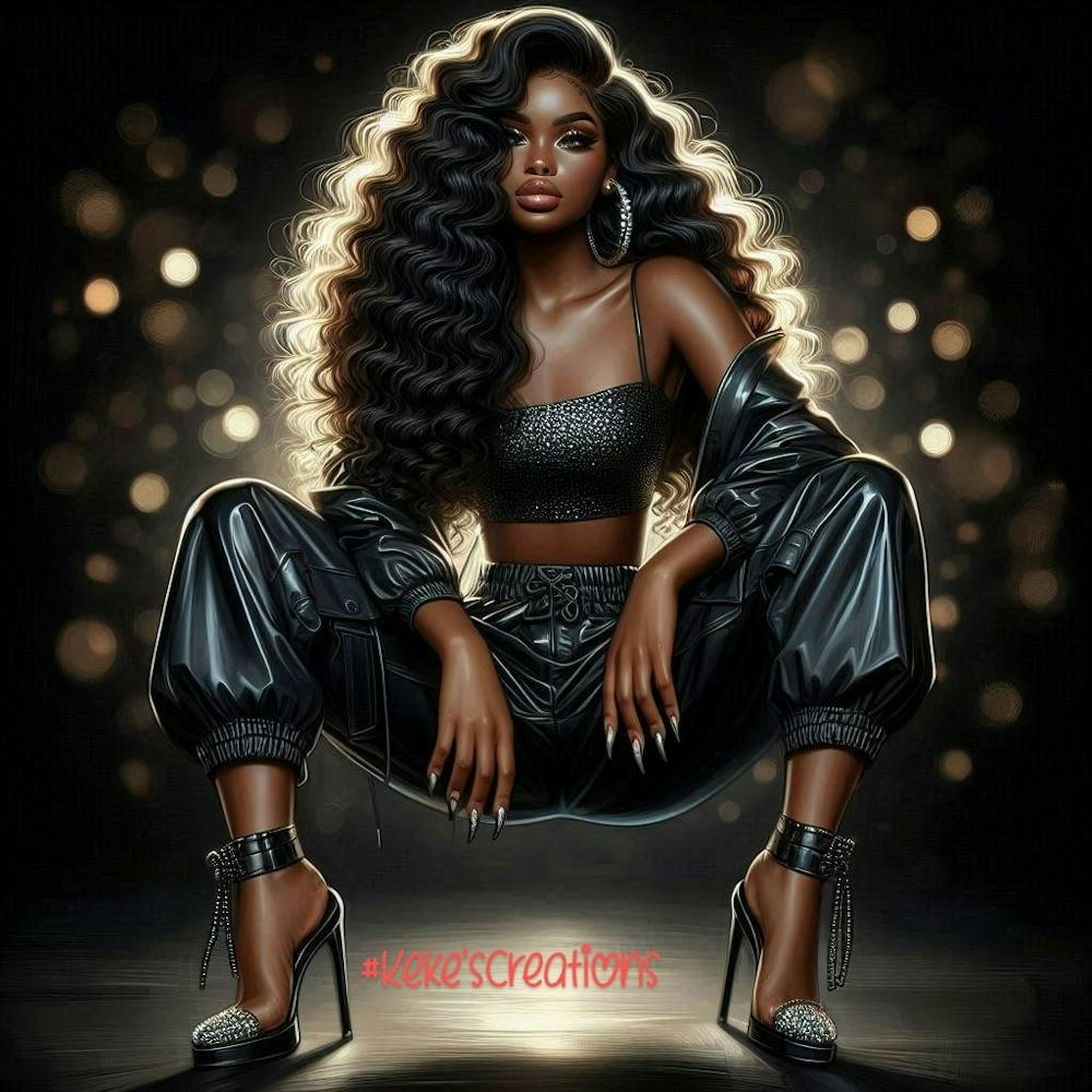 Femme Noire aux Cheveux Longs