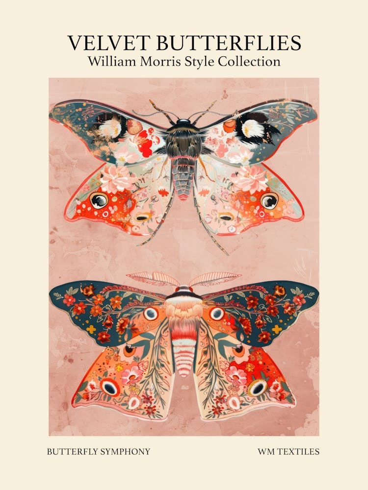 Velvet Butterflies Collection Butterfly Symphony William Morris Style 1