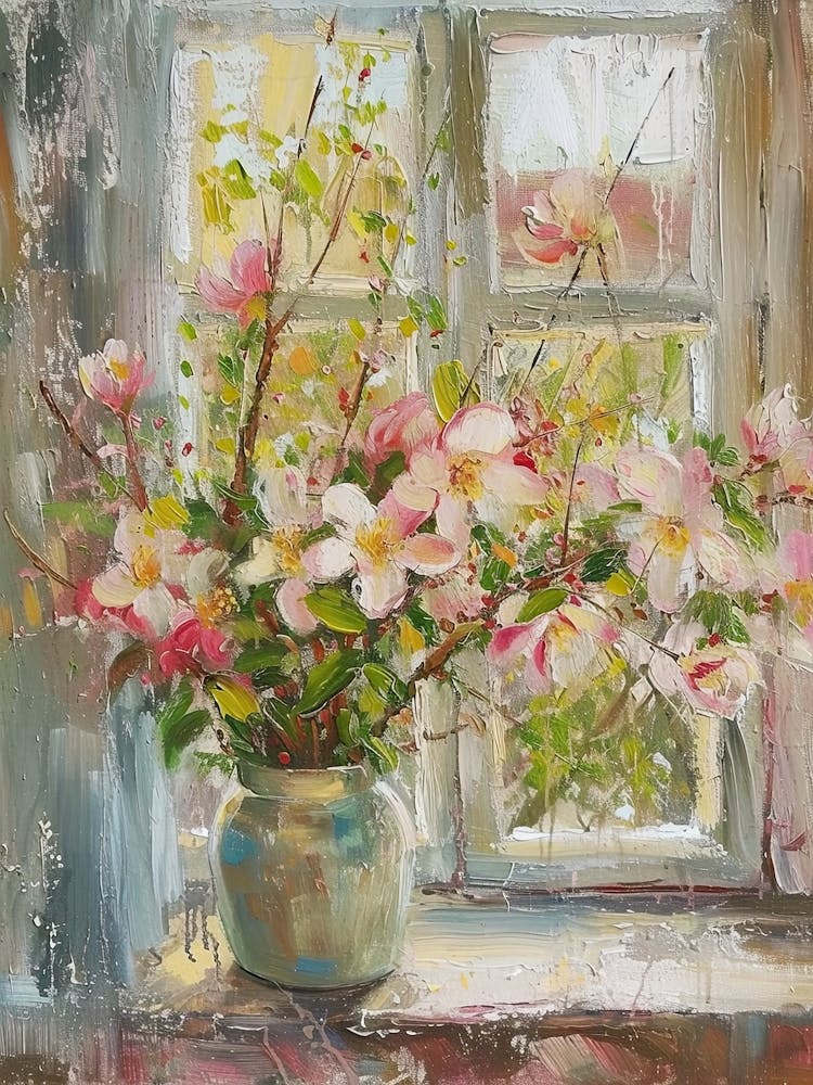 Magnolia Flowers On A Cottage Window 1