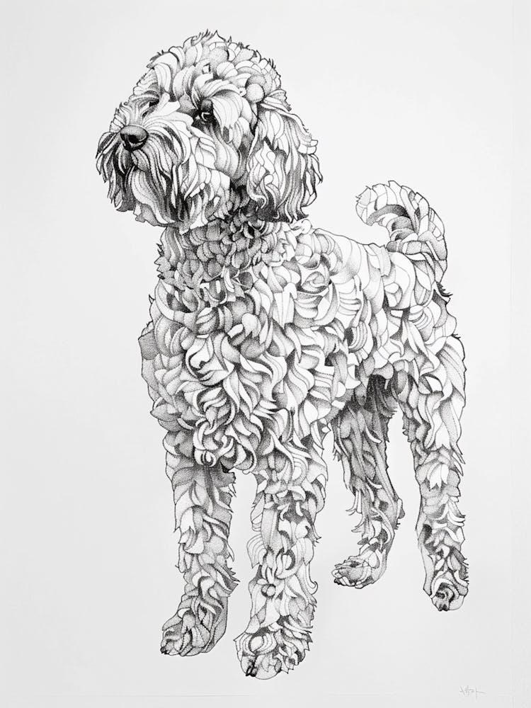 Labradoodle Dog Line Sketch 2
