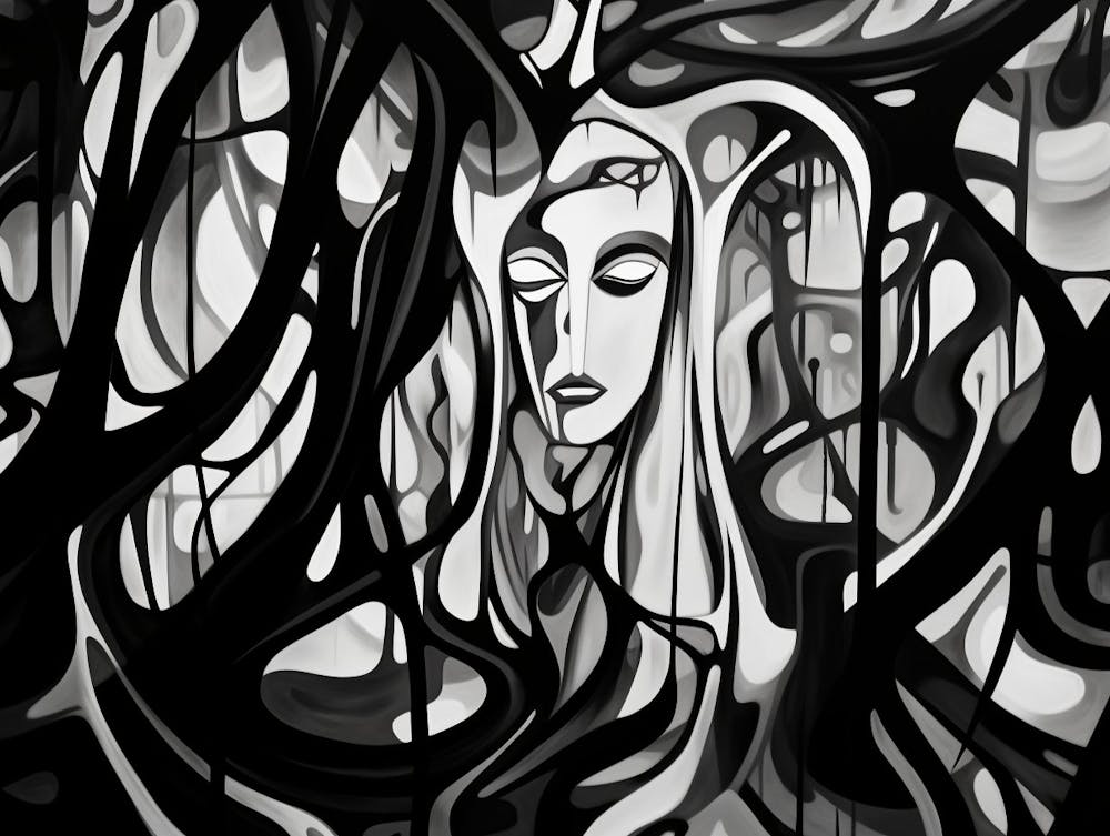 Enigmatic Encounter Abstract Black And White 12