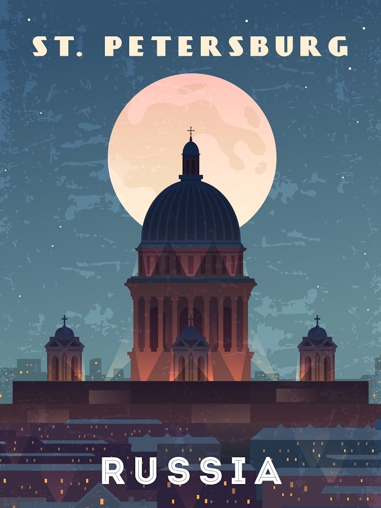 St. Petersburg, Russia — Retro travel minimalist poster