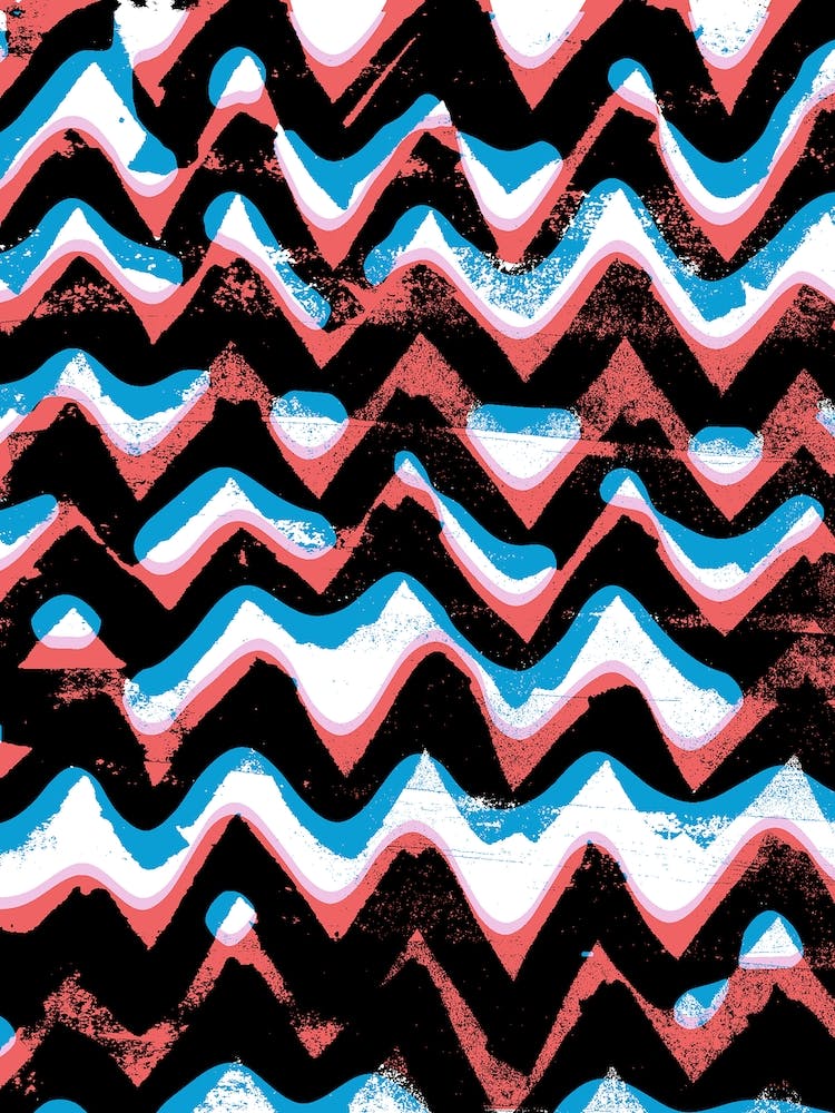 Blue And Red Zigzags