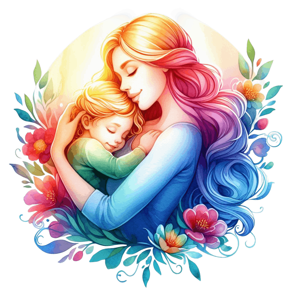 Mother And Child Watercolor Mothers Day