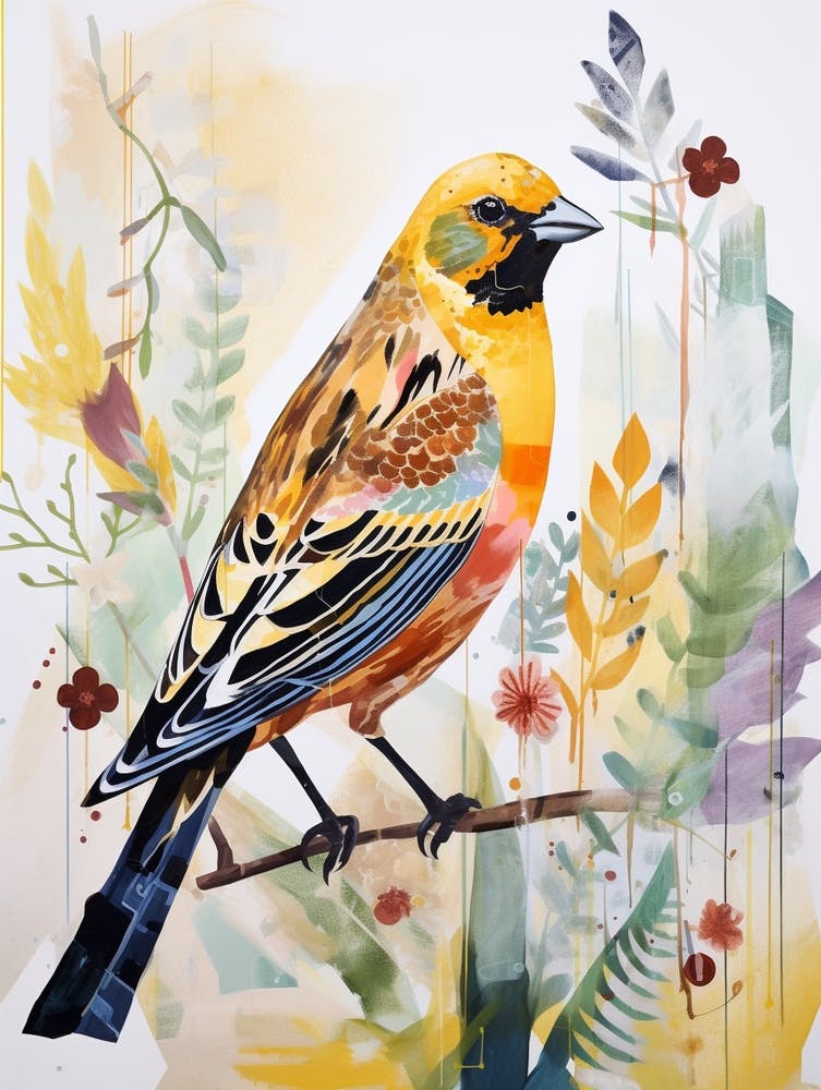 Bird Painting Collage Yellowhammer 2