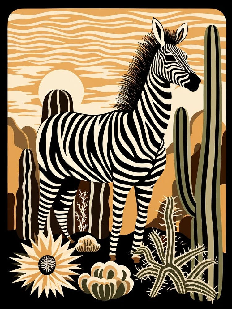 Zebra And Cactus 1